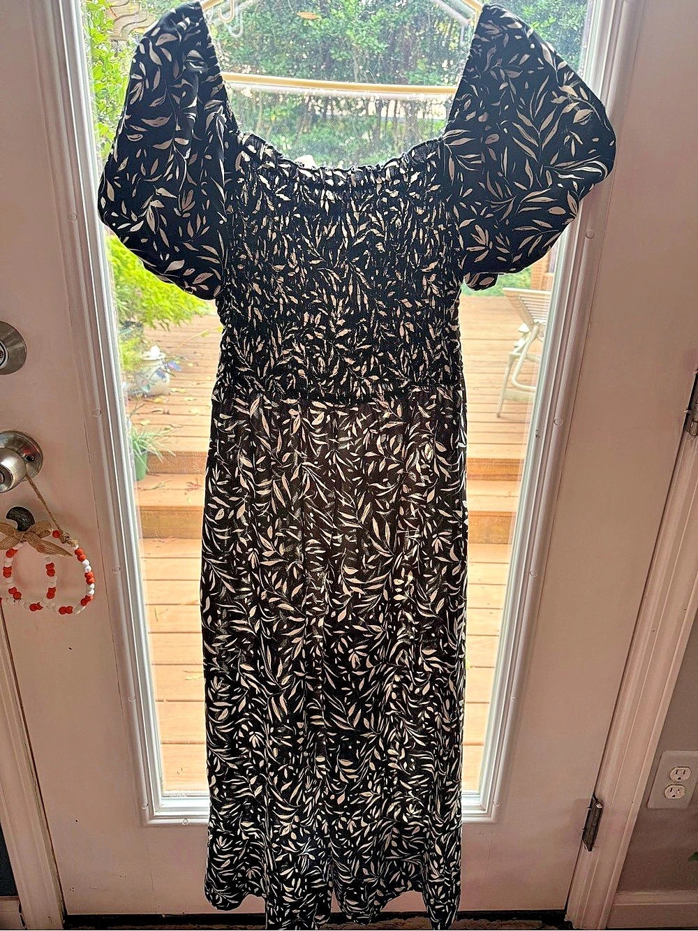 Black & White Printed Puff Sleeve One Piece Romper